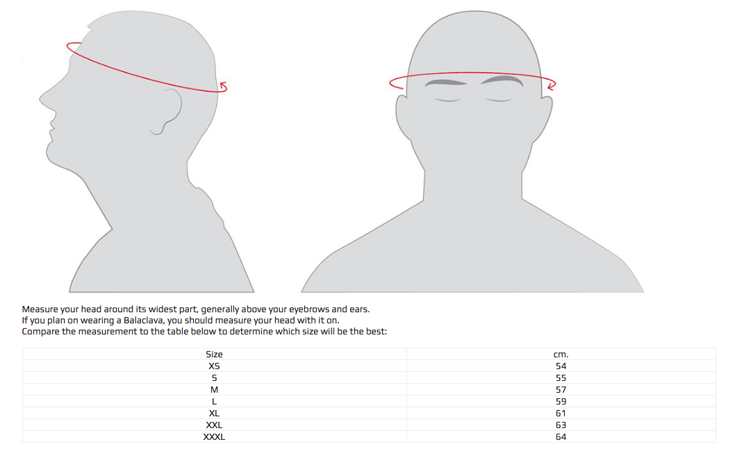 Stilo Helmet Size Chart